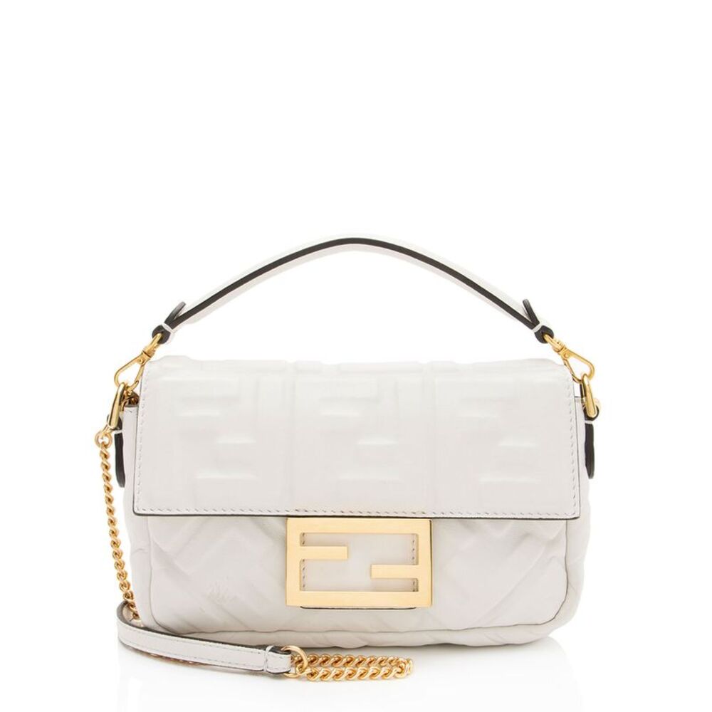 Fendi FF Embossed Leather 1974 Mini Baguette Shoulder Bag